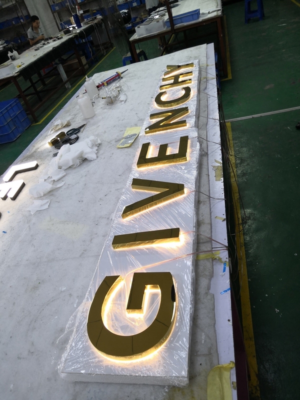 Wall Mounted 3D LED Backlit Signs , Stainless Steel Custom Laser Cut Letters